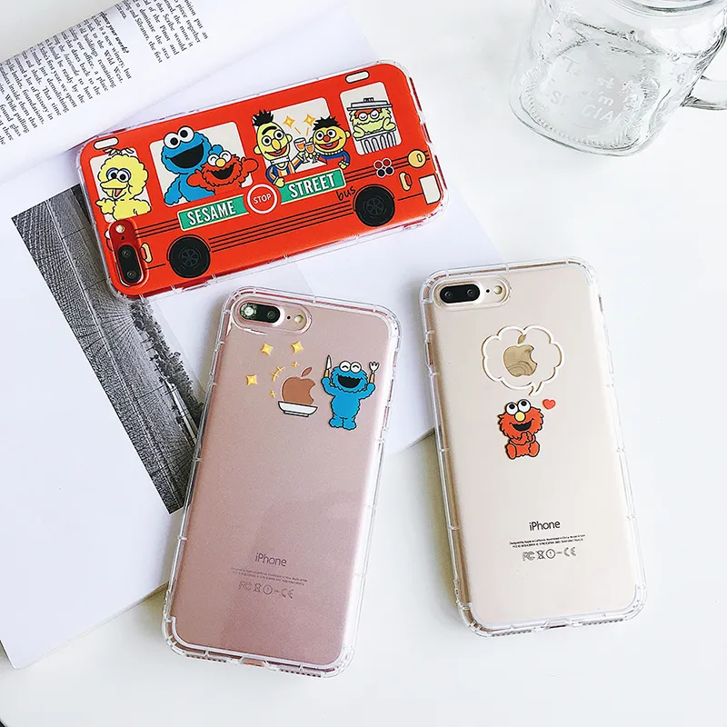 Nouveau dessin animé mignon imprimé tigre marque étui de téléphone portable pour iphone Xs max Xr X 7 7plus 8 8plus 6 6plus TPU côté souple + couverture arrière rigide