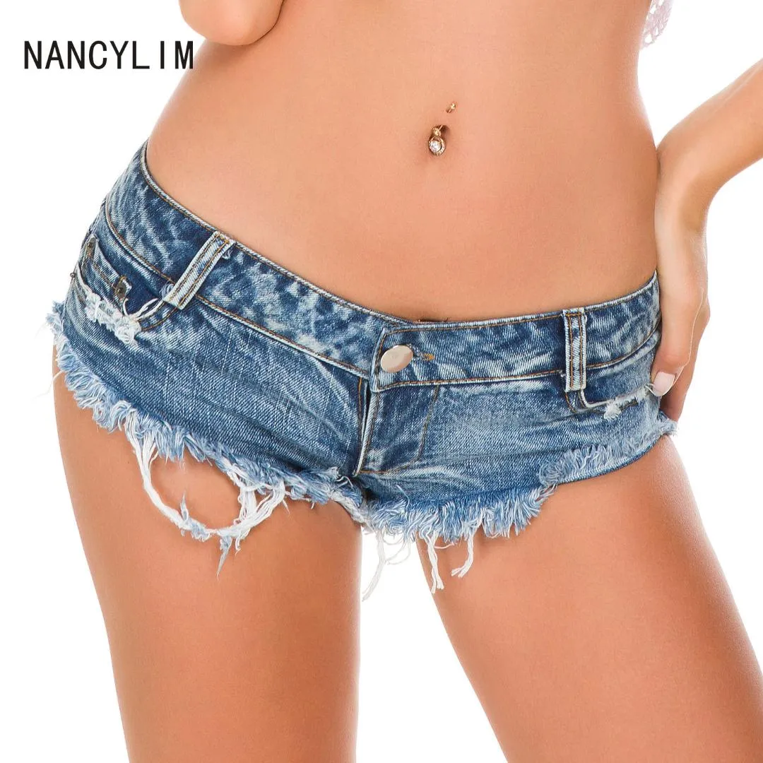 Jeans Femme Jeans Sexy Femmes Booty Cheeky Denim Micro Mini Hot Shorts Jeans Taille Basse Disco Danse Skinny Short Hotpants Clubwear Lady Nancylim