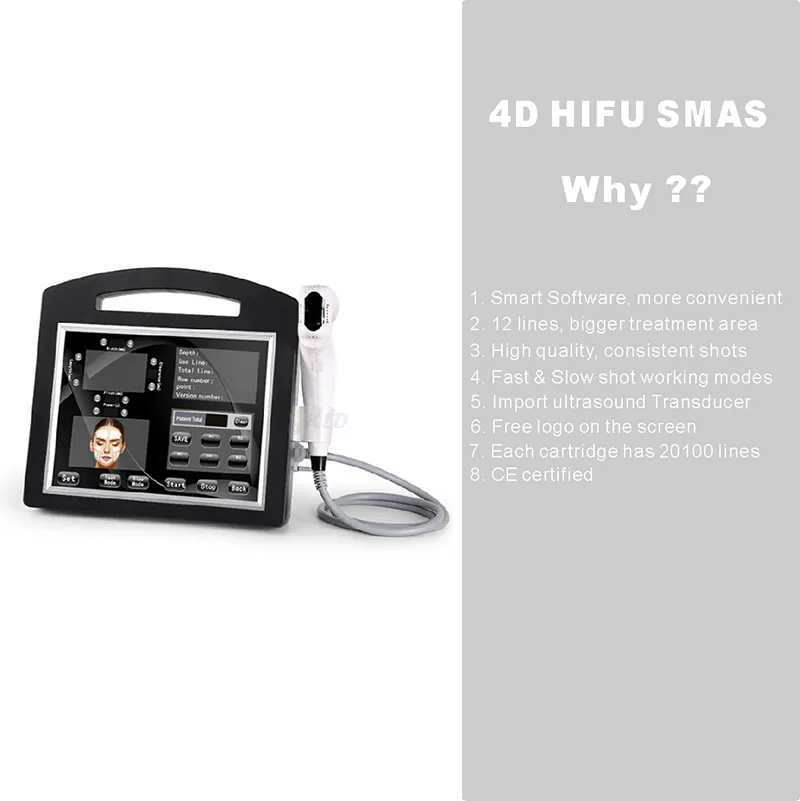 3d 4d ultrasons focalisés à haute intensité serrant le visage et le corps 4DHifu peau serrer le lifting du visage amincissant la machine CE médical