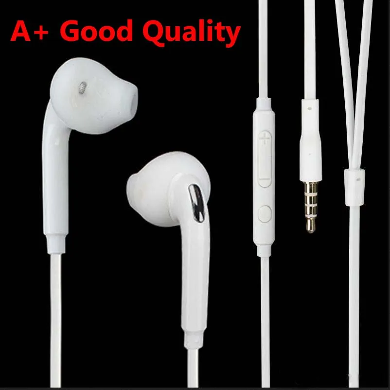 A+ Good Quality TPE Headphone In-Ear Headset 3.5mm Plug Stereo Earphone with Mic and Remote for Samsung S5 S6 S7 S8 S9 S10 edge Smart Phone