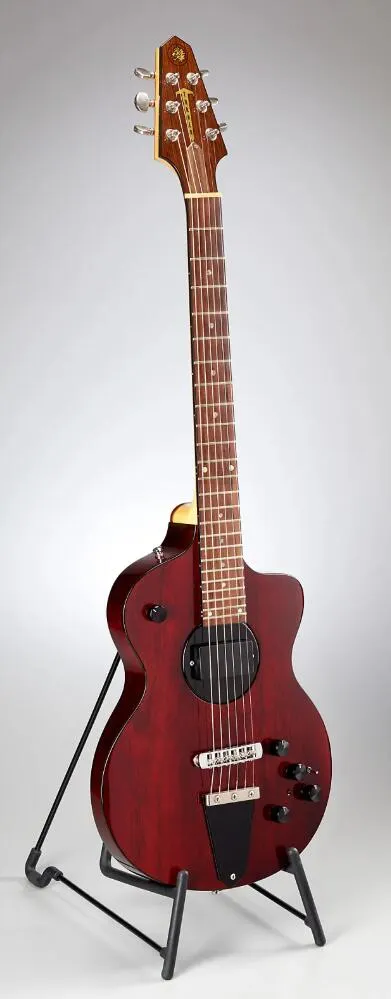 Custom Shop Model 1-C-LB Lindsey Buckingham Burgundy Vin Röd Semi Hollow Electric Guitar Black Body Bindning, 5 st Laminerad Maple Neck