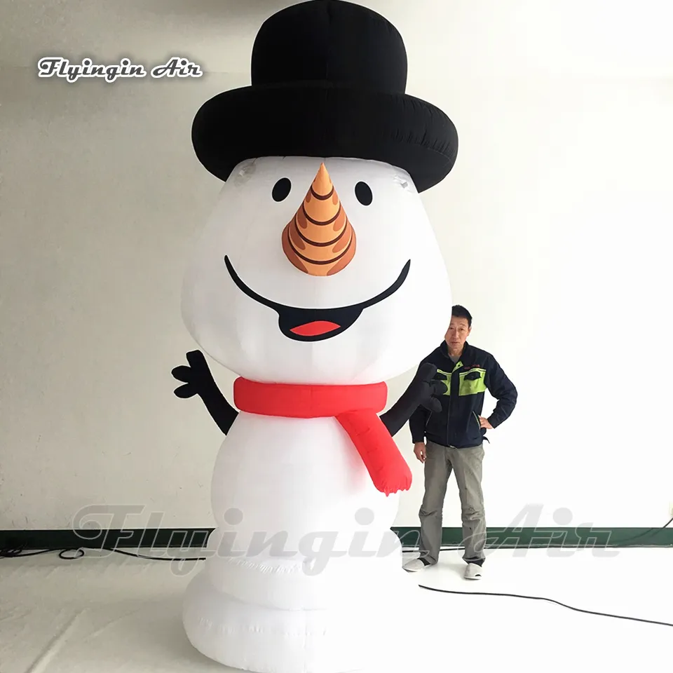 Pupazzo di neve gonfiabile grande carino all'aperto 3 m Bianco Blow Up Winter Figure Modello pupazzo di neve Palloncino per la decorazione di Natale