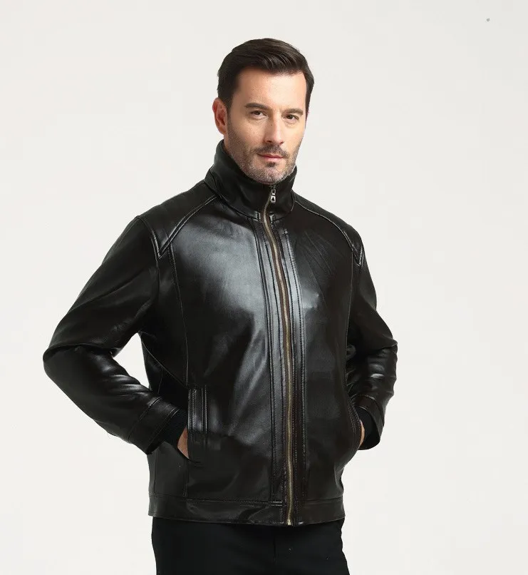 Mäns Jackor Vinter Mens Fashion Casual Middle Aged Läder Jacket Plush Tjocken Lokomotiv Stor Storlek
