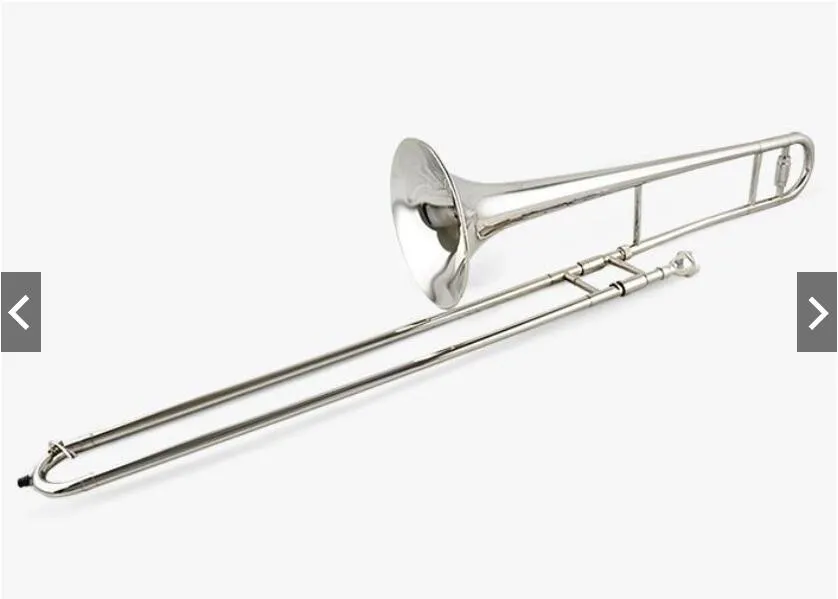 Alto Trombone Brass Silver Plated BB Tone B Flat Vindinstrument med Cupronickel Mouthpiece Cleaning Stick Case