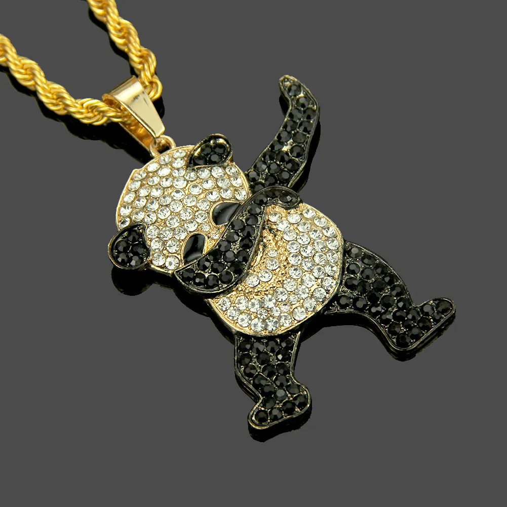 Correntes De Ouro De Hip Hop, Colar De Pendentes De Animais: Iced Out Panda  Com Corrente De Torção De Ouro, Jóias Masculinas De Estilo De Rocha,  Pingente De Cadeia De Rap De, image size:1001x1001