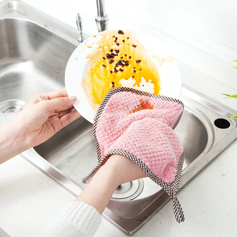 coral fleece dishcloths super absorbent scouring pads wet and dry kitchen  cleaning towels kitchen cleaning rags