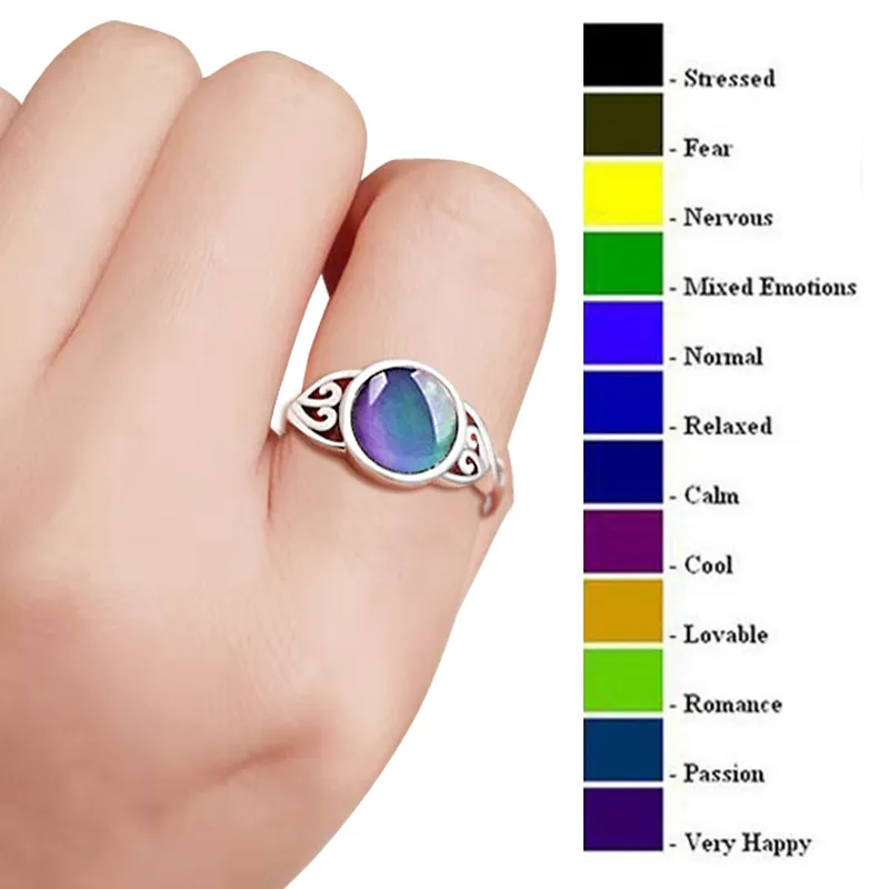 Hot Selling 925 zilveren mix-maat stemmingsring verandert van kleur naar uw temperatuur onthult uw innerlijke emotie vingerringen sieraden bulk