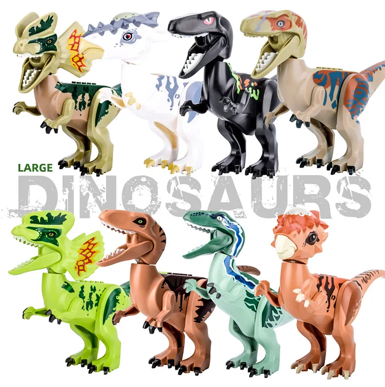 Duży rozmiar Dinozaur Jurassic Park Figurki Bloki Velociraptor Tyrannosaurus Rex Bloki Zestawy Kids Animal Zabawki Cegły Pudełko Prezent Jurassic Gra