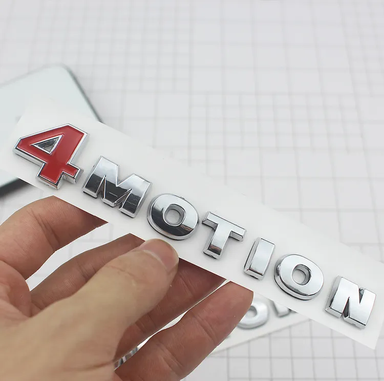 ABS 4 Motion 4Motion Röd Chrome Car Bak Emblem Dekal för Passat Touareg Golf Polo Tiguan Jetta Car Boot Trunk Badge Sticker