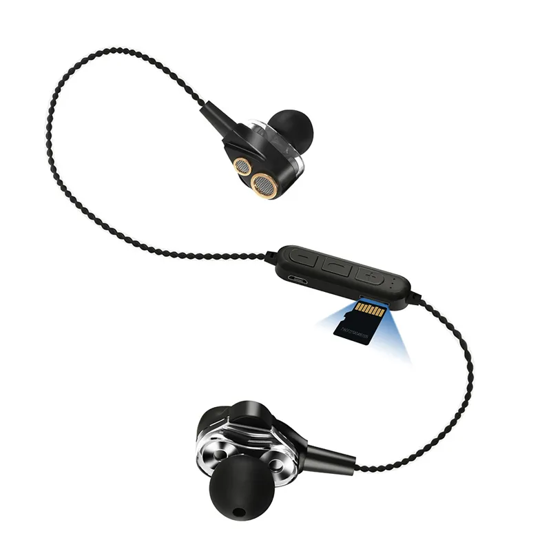 Bluetooth headphones with top tf card slot