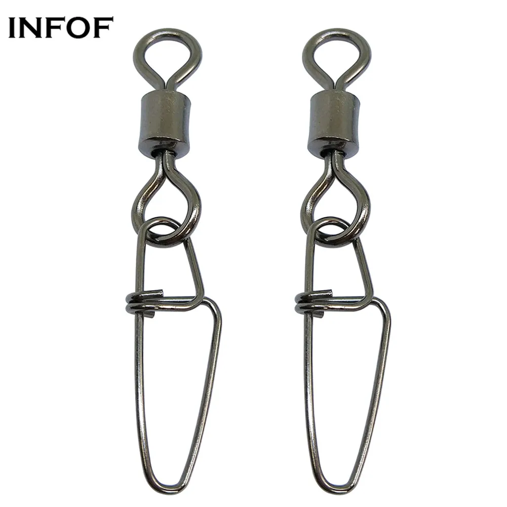 INFOF Brand F2024 Fishing Swivels Rolling Swivel With Insurance Snap