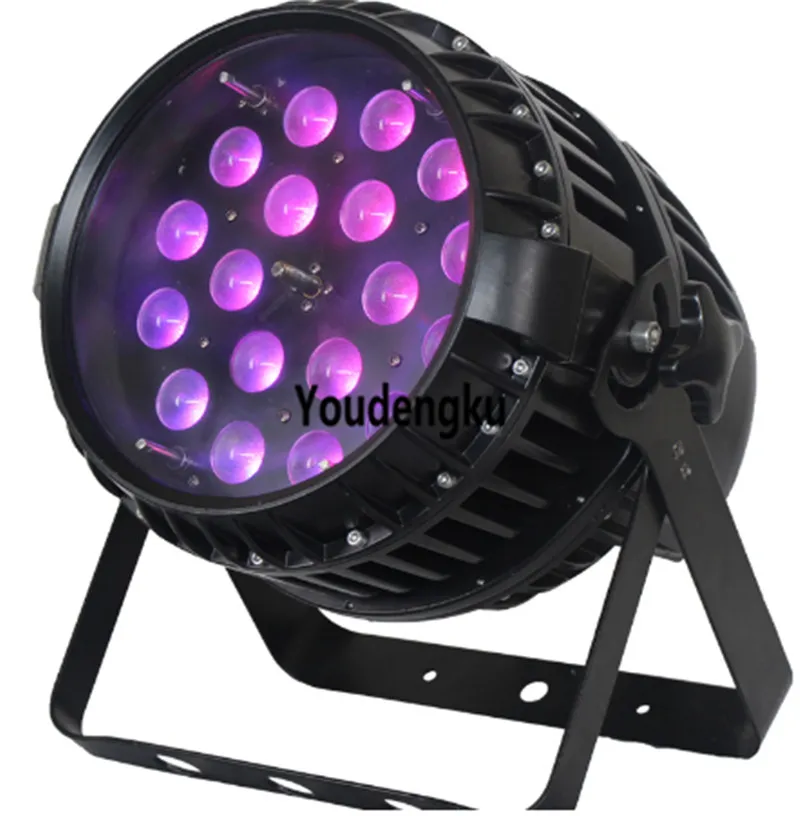 10 pezzi impermeabile par 64 led 18x18W IP65 dmx stage RGBWA UV 6 in 1 led par può ingrandire l'illuminazione esterna