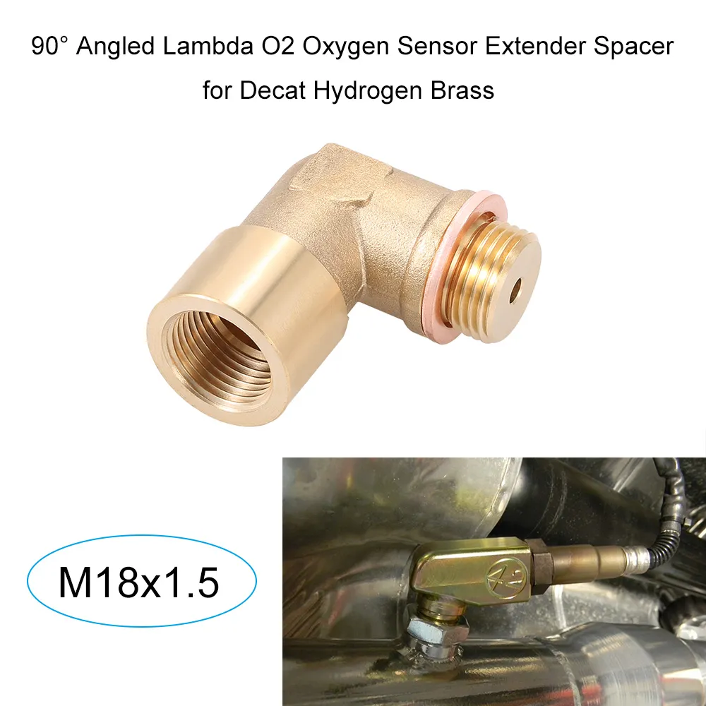 Freeshipping 90 Distanziatore per sensore di ossigeno Lambda O2 angolato per Decat Hydrogen Brass M18x1.5
