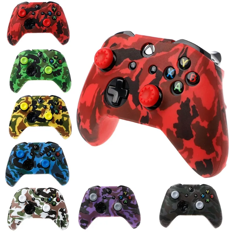 Camo Silicone Protective Skin Case Water Transfer Printing Camouflage Cover for XBox One X S Slim Controller Protector DHL FEDEX EMS FREE SHIP