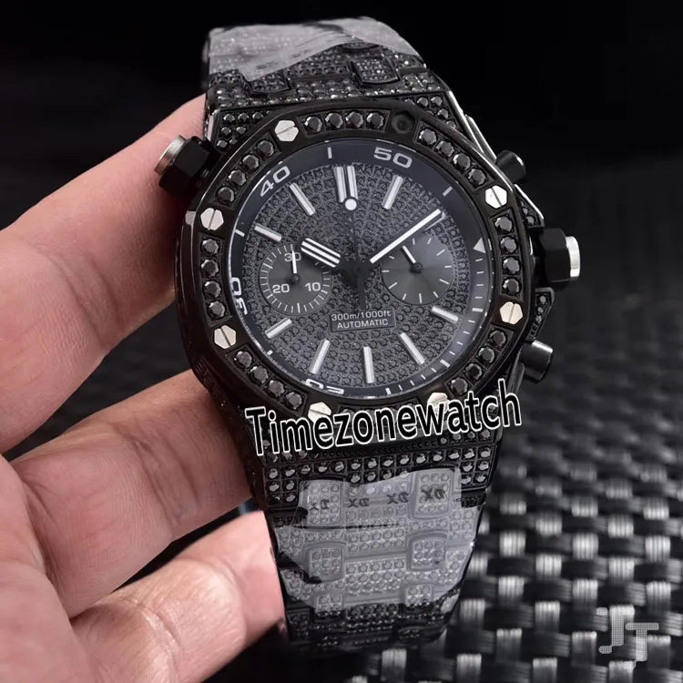 Qualit Nouveau PVD Acier Noir Diamant Lunette VK Quartz