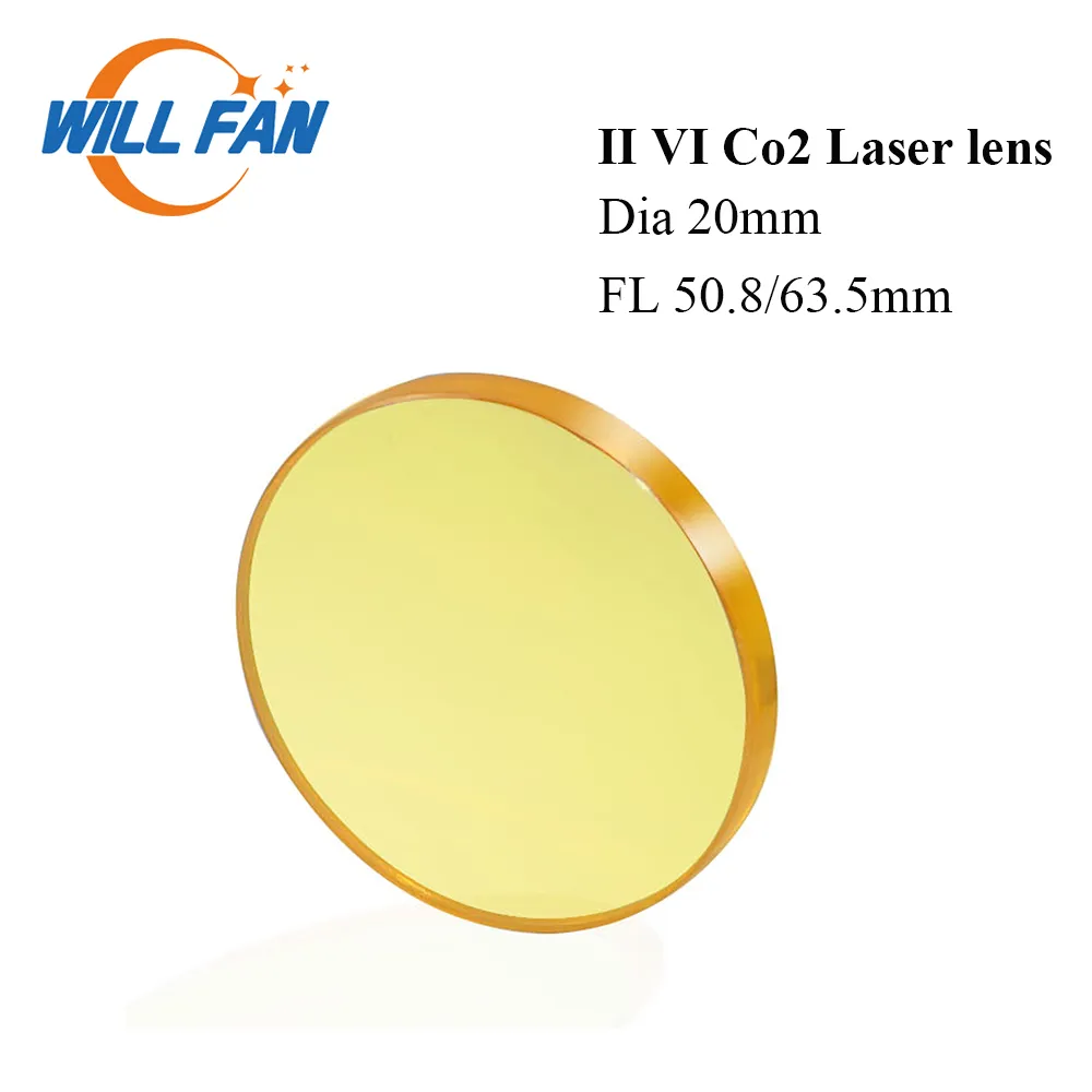 Will Fan II-VI ZNSE CO2 Laserfokuslinsdiameter 20mm Fokuslängd 50,8 mm 63,5 mm för CO2-lasergravmaskin