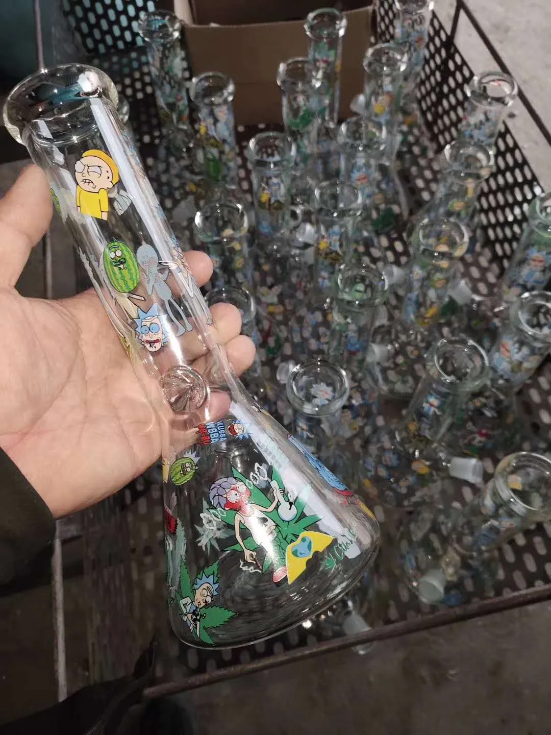 Corona Bong Bécher Verre ZOB Bécher Cintre 4 Bras Downstems Perc Verre Bongs Nature Vert Eau Pipe Pipe Bongs 14.4mm Joint Bowl