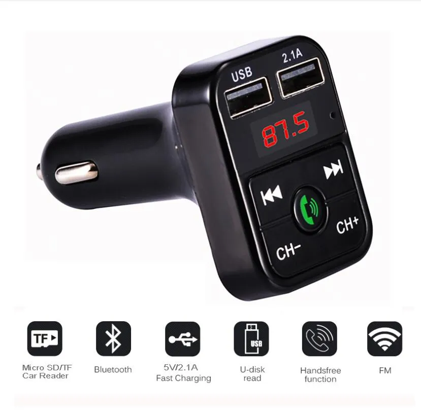 Cheap CAR B2 B3 E5 Multifunction Bluetooth Transmitter 2.1A Dual USB Car charger FM MP3 Player Car Kit Support TF Card Handsfree