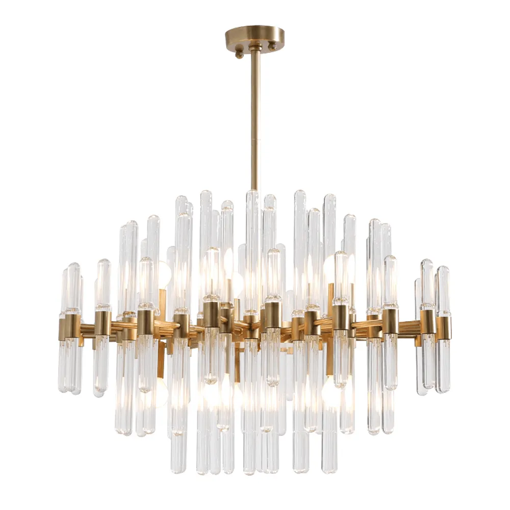 Ouro Lustre De Vidro Moderna Lighing Sala de Jantar Sala de estar LEVOU Pendurado Luminária de Luxo de Decoração Para Casa Lâmpadas AC 90-265 V