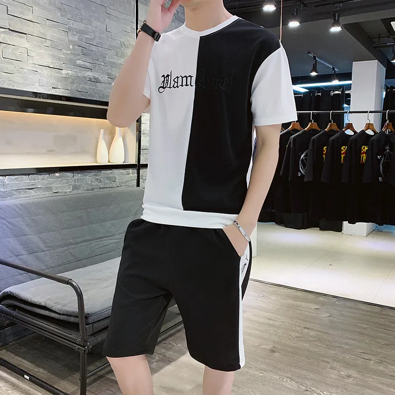 Alta qualidade solta verão homens definir sportswear moda 2020 homens roupas camisetas shorts casuais tracksuits macho trilha terno mais