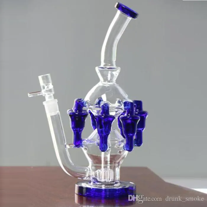 Wholesale Glass Water Pipe Recycler Blue Bong Dab Rig With Heady