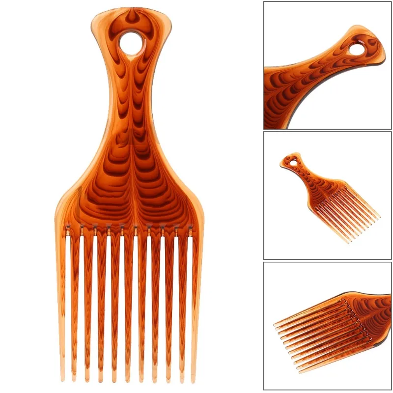 Novo Moda Pro Cabelo Forquilha Pente Para Cabelo Curly ou Penteado Afro Hairdressing Styling Tool Café