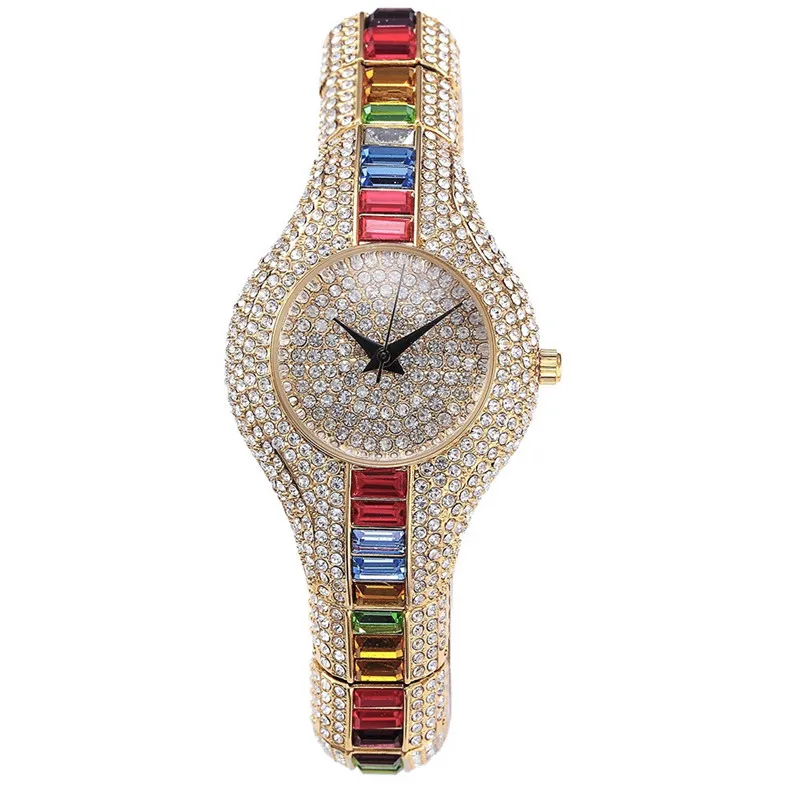 La migliore vendita di gioielli di lusso di design pieno di diamanti moda orologio femminile ghiacciato Bling Bling orologio idea regalo