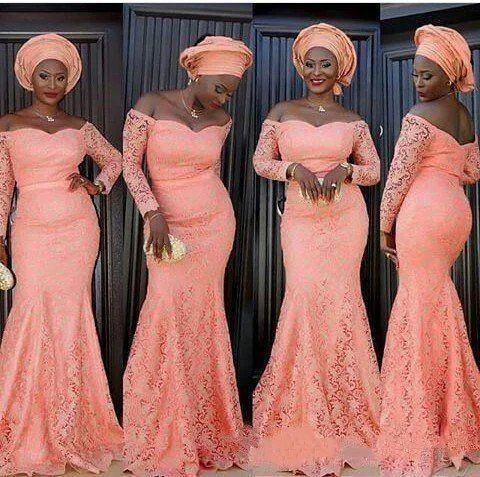 Charming Aso Ebi Style Evening Dresses Latest Long Sleeve for Women Party Wear Backless Lace Abiye Dubai Caftan Prom Gowns