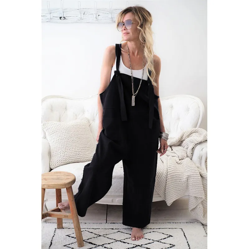 Casual loose sales jumpsuit linen overall