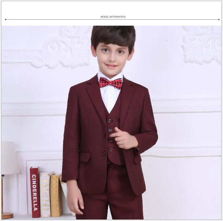 New Boys Suits Color Burgundy And Blue Flower Boys Wedding Tuxedos ...