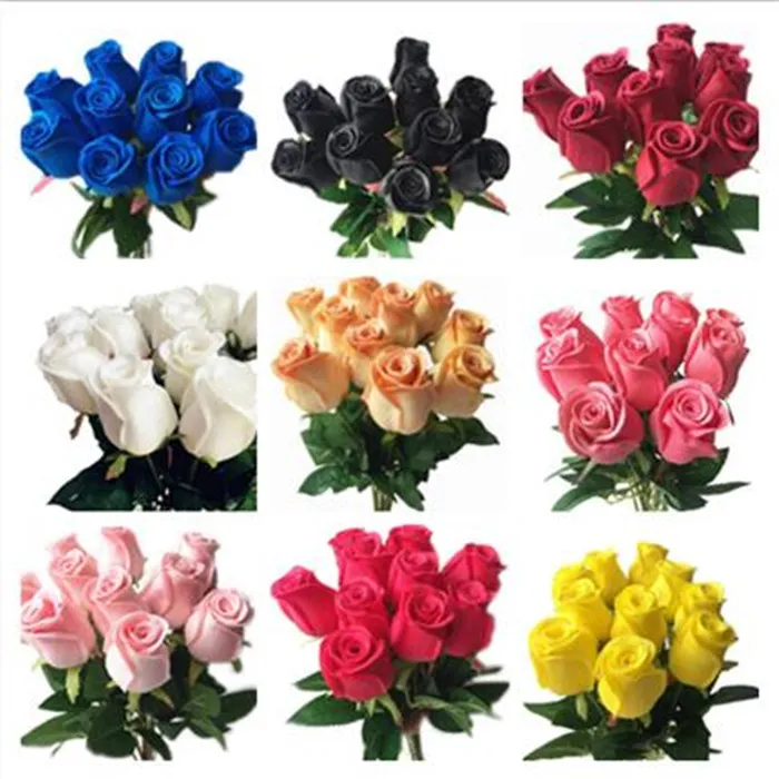 one Real Touch Rose Flower Simulated Fake Latex Roses 43cm Long 12 Colors for Wedding Party Artificial Decorative Flowers