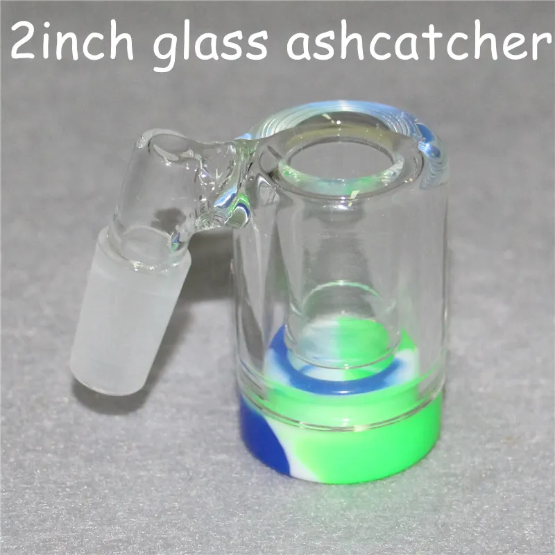 Verre Reclaim Ash Catcher Accessoires avec 5ml Silicone Container 14mm joint mâle pour bongs dab rig pipe à eau ashcatcher quartz banger