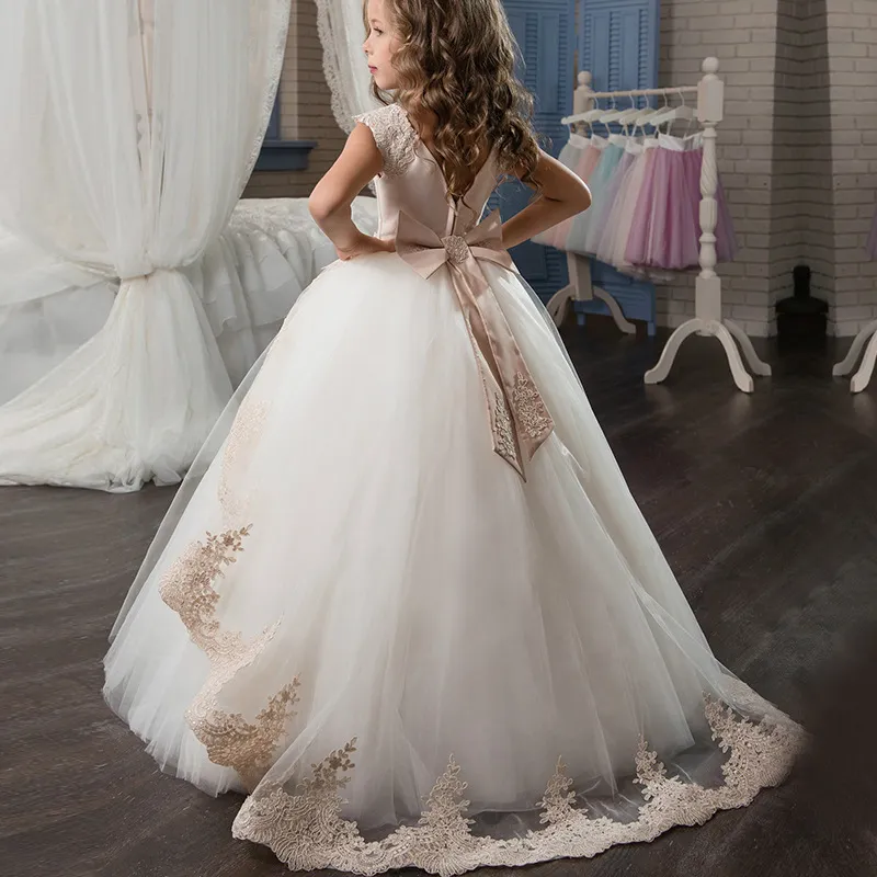 New romantic wear flower boy s birthday dress 2019 flower girl long dress female wedding girl presided at the banquet