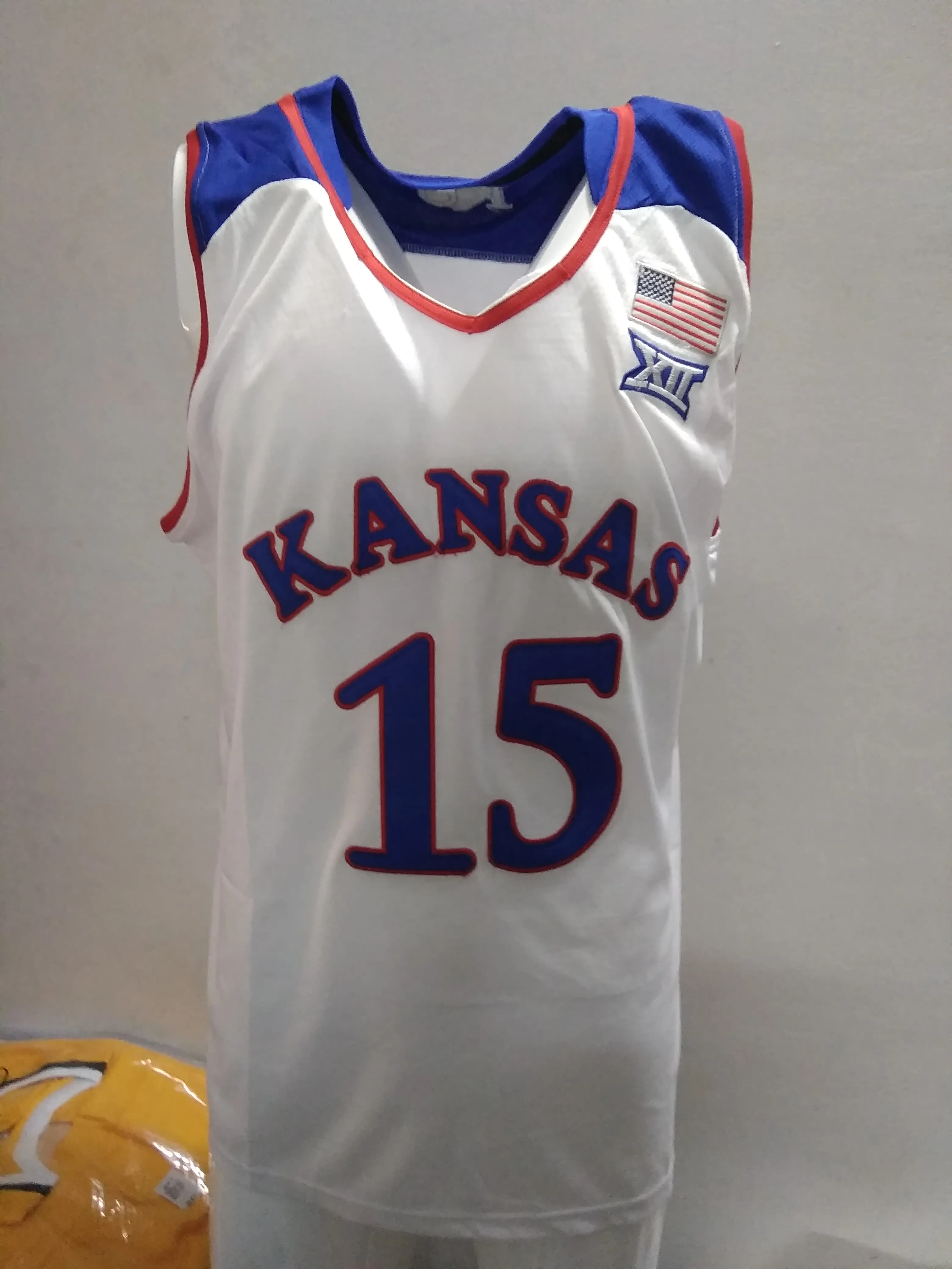 real picturesKansas Jayhawks College #15 Mario Chalmers white retro Basketball Jerseys Mens Stitched Custom Any Nu