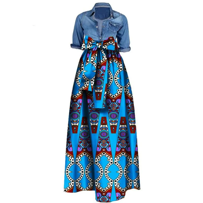 Vestidos estampados africanos para mulheres 2019 Novidades Saias de tecido de cera Traditioanal Dashiki Bazin Tamanho grande Festa Moda Roupas africanas261d