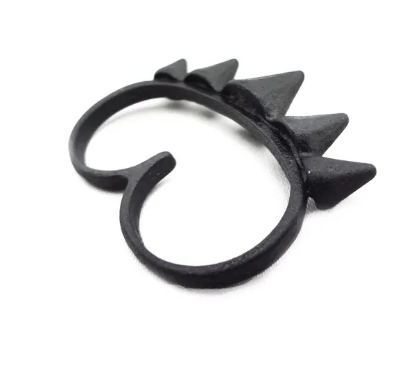 Goth punk guld silver svart nit konisk dubbel fingrar ring 2 färger blanda 1 st/lot unisex smycken