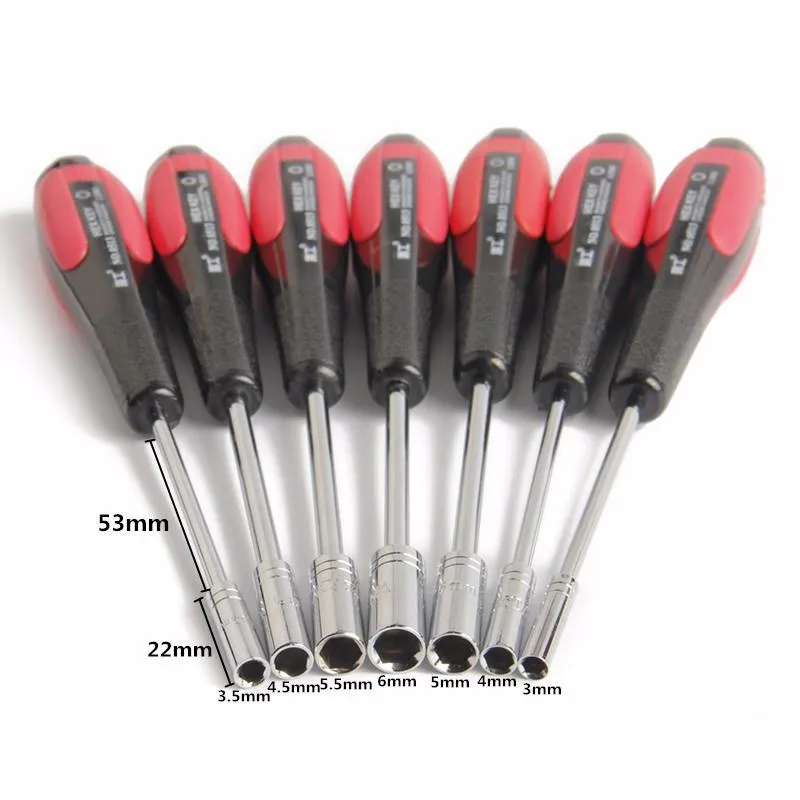 Freeshipping hand tool 7Pcs/lot Screwdriver Socket Hexagons Socket Set Lengthened Thin-Walled Torque Wrench Multitul Repair Tools