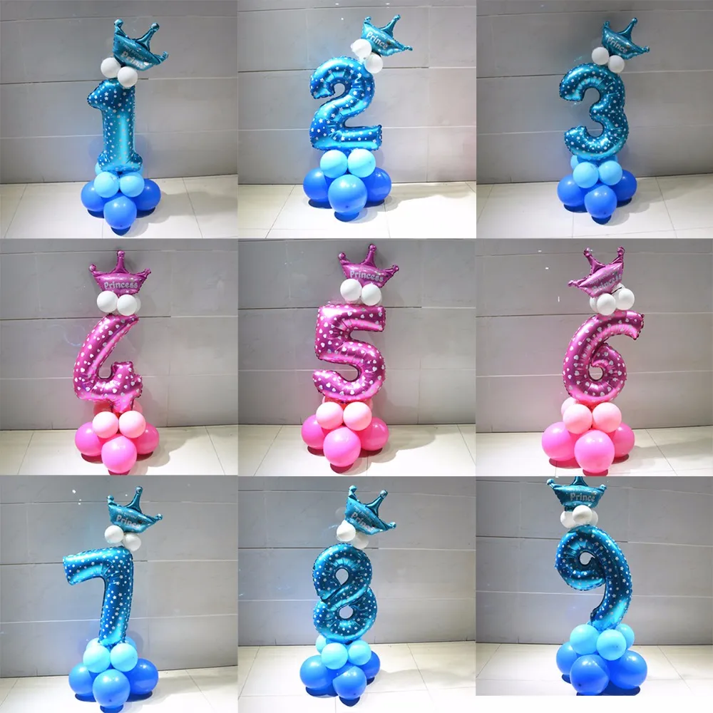 20 Stück rosa blaue Folienballons für Babypartys, 1, 2, 3, 4, 5, 6, 7, 8, 9 Jahre, alles Gute zum Geburtstag, Partydekorationen, Kinderpartygeschenke