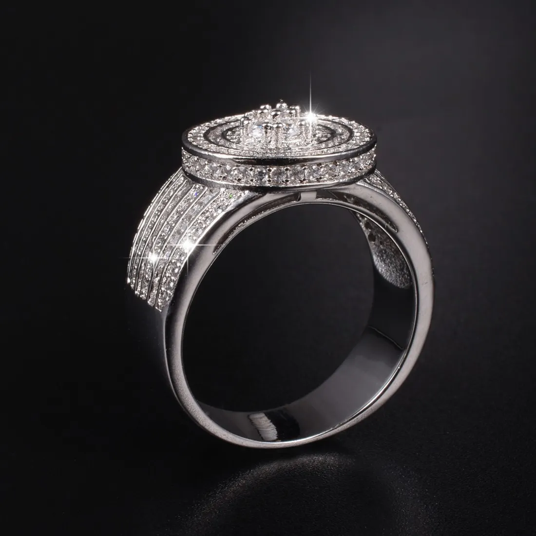 Biżuteria ślubna Pave 360 ​​sztuk Symulowany Diamond CZ Pierścionki White Sapphire 925 Sterling Silver Dla Kobiet Mężczyzn Prezent