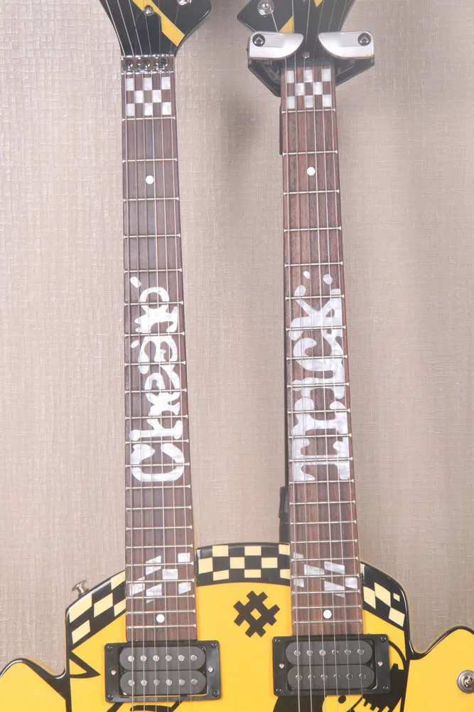 ギター DICK Uncle Dicks Rick Nielsen Double-Neck Yellow Electric Guitar