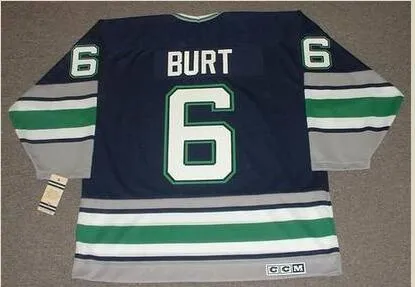 Пользовательские мужчины молодежь женщины винтаж #6 Адам Берт Хартфорд Уитовс 1995 г. CCM Hockey Jersey Size S-5xl или пользовательское имя любое название или номер