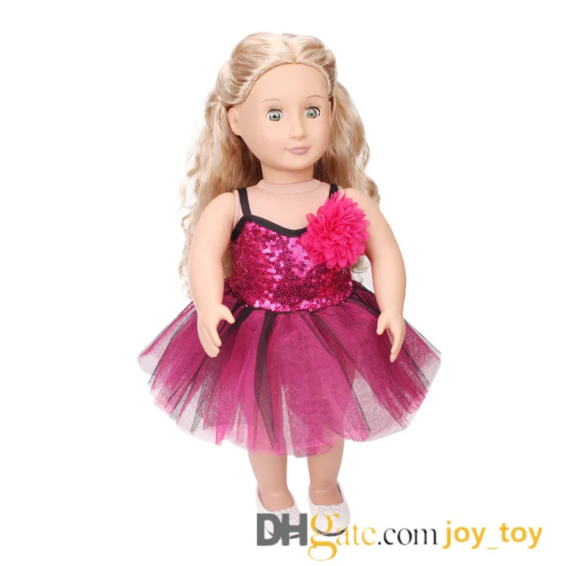 18 inch Doll Skirt One piece Dress Dance Ballet Party Cloth with Flower for American Girl Doll