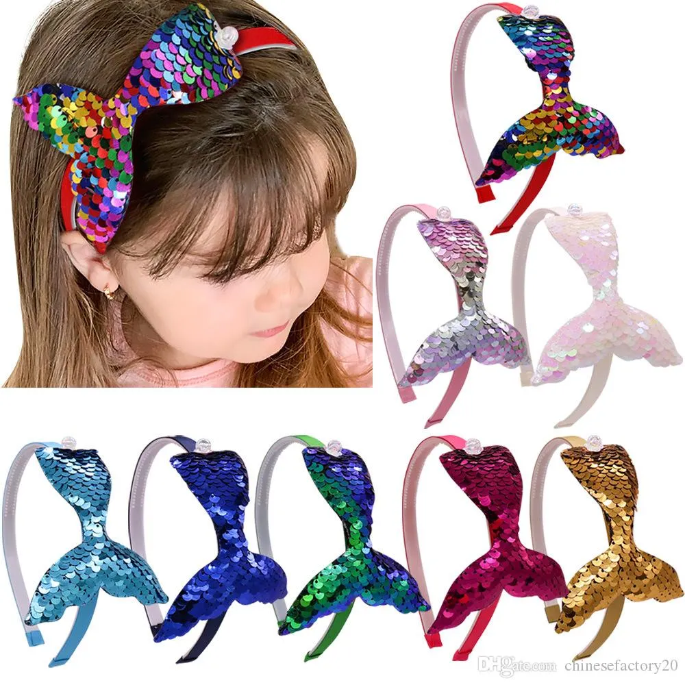 8 kolorów Baby Girl Pałąk Cekiny Mermaid Headbands Kid Princess Head Band Boutique Akcesoria do włosów Nowy