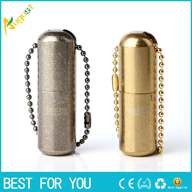 2019 Nouveau Mini Pocket essence Briquet Porte-clés Capsule Compact Kérosène Outils Lighter extérieur GONFLÉ Keychain Meule Briquet