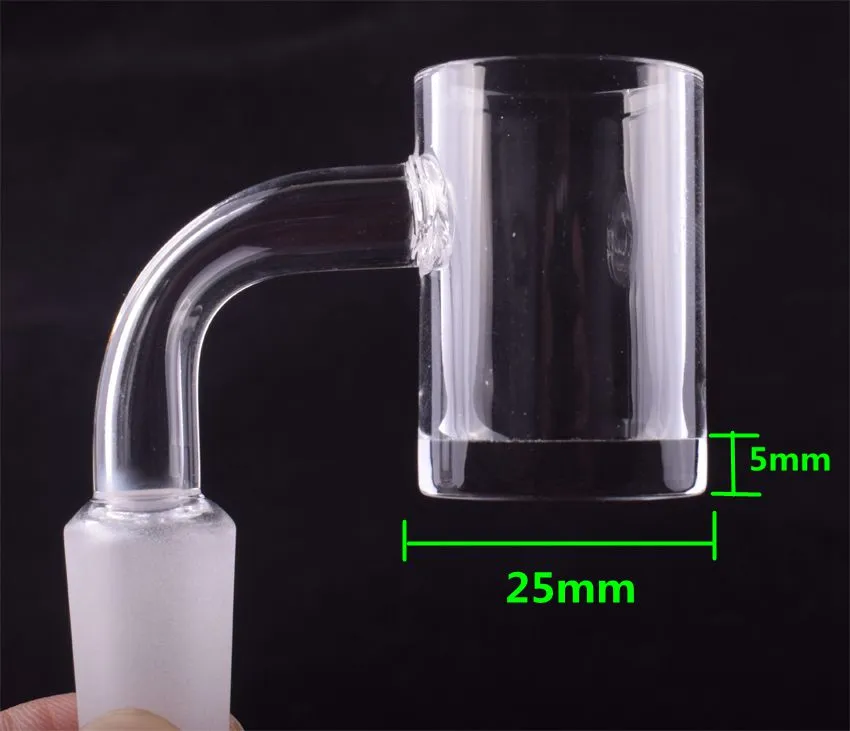 25mm XL Smoke Flat Top Quartz Banger Nail 5mm Tjock Botten 10mm 14mm 18mm Led 45/90 grader För Glas Bongs