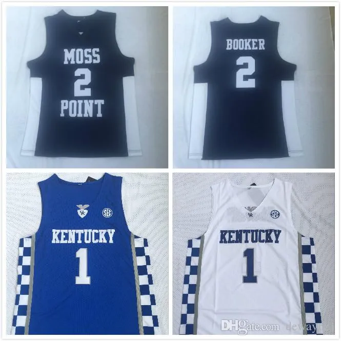 Ed Men Kentucky Wildcats Devin 1 Booker Jersey Moss Point Lisesi 2 Basketbol Forması Ücretsiz Kargo