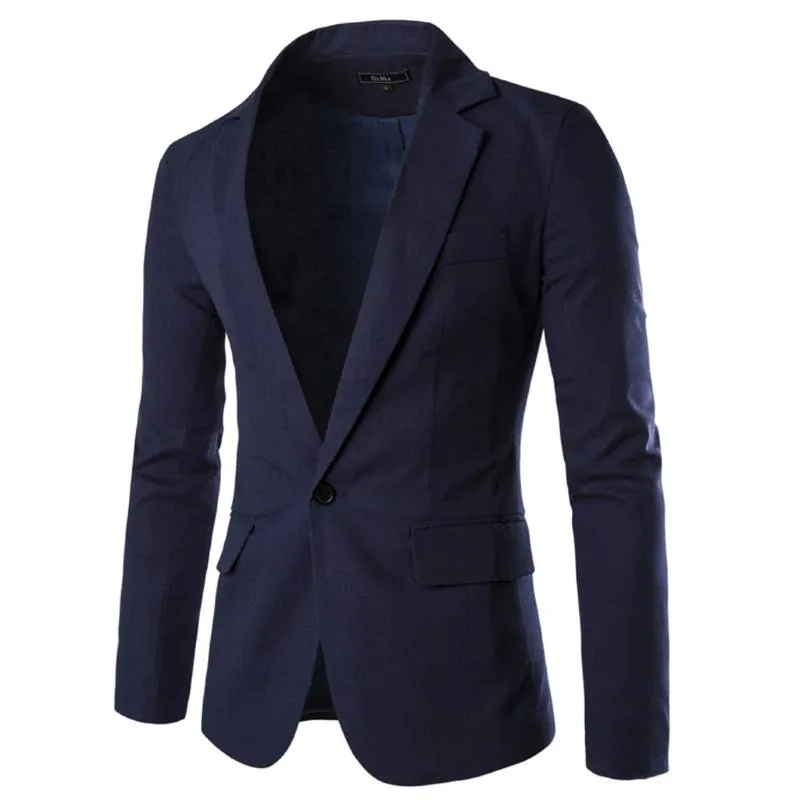 Men's Suits & Blazers Men Suit Blazer Jacket Single Button Fashion Slim Solid Business Wedding Party Casual Style Asian Size