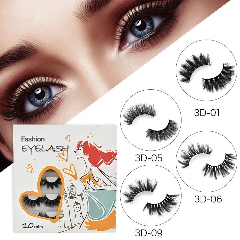 YENİ 10pair Sahte 3D Vizon Kirpikleri El yapımı Tam Şerit Yanlış Eyelashes Cruelty Free Lüks Makyaj Dramatik Vizon Kirpikler crisscross Kirpikler