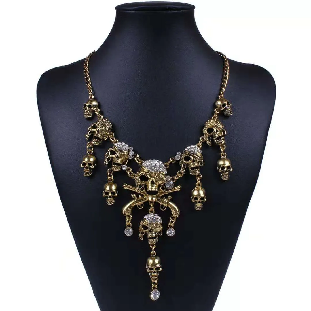 Gros-pendentif colliers squelette gland collier pour femmes chaînes à maillons en argent doré pendentifs punk fille bijoux livraison gratuite