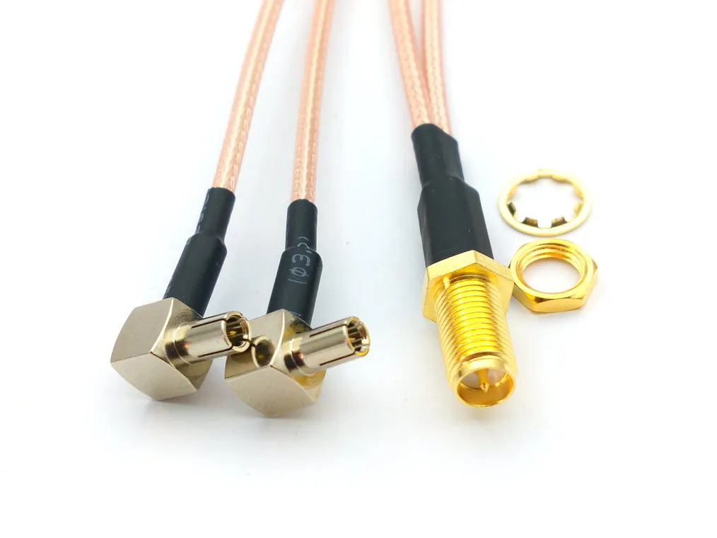 20pcs 20cm rp-SMA female to 2x TS9 Splitter Combined rg316 cable